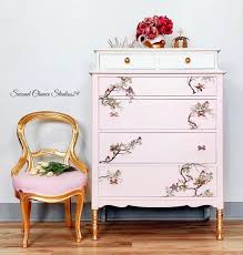 Blossom Flight Transfer On A Pale Pink Dresser In 2020 Pink Painted Furniture Decor Furniture