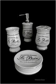 Black And White Bathroom Accessories Sets Amazon Com Distressed 4pc Black White Vintage French Paris Hotel Bathroom Accessor Bathroom Accessories Bathroom Accessories Sets Blue Bathroom Accessories
