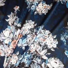 Due to the flowers' small size, they are spread all over a material, making it. Holm Sown Polyester Satin Print Floral Navy Dressmaking Fabric