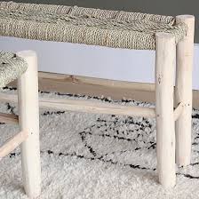 Banc Etroit En Bois De Peuplier Et Feuilles De Palmier L100 Cm Decoclico Feuille Palmier Banc Bois Bois