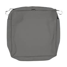 55l x 25w x 5h back: 25 X 25 X 5 Montlake Water Resistant Patio Seat Cushion Slip Cover Light Charcoal Gray Classic Accessories Target