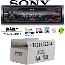 Volume control buttons located directly on system for when remote control is not readily available. Paket Autoradio Radio Sony Dsx A310dab Dab Mp3 Usb Einbauzubehor Einbauset Fur Audi A4 B5 Bose Just Sound Best Choice For Caraudio Just Sound De