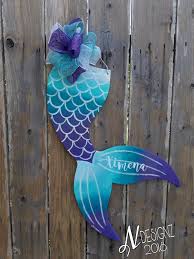 Mermaid Tail Wooden Door Hanger Wooden Door Hangers Wooden Door Signs Summer Door Hanger