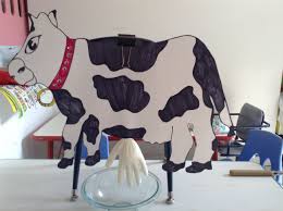 Cow For Milking On Farm Week Poster Board Cow And A Glove Filled With Milk Taped To The Back We Placed Farm Animals Preschool Farm Preschool Farm Activities