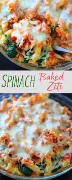 Spinach Baked Ziti Recipe Vegetarian Recipe Ziti Recipes Pasta Casserole Recipes Baked Ziti
