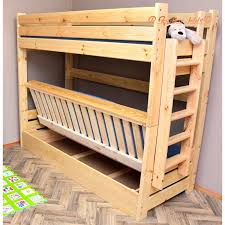 Letto a castello di solido legno di pino massello laccato. Letto A Castello In Legno Massello Carlos Con Materassi 200x90 E 20