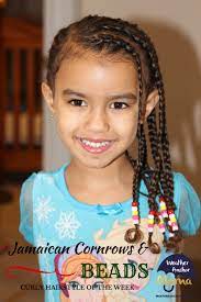 Curly Hairstyle Of The Week Jamaican Cornrows And Beads Weather Anchor Mama Mixed Hair Hair Styles Biracial Hair