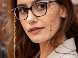 Dainty Dark Blue Evil Eye Glasses Chain. for Wearing With Sunglasses and as  Glasses Holder