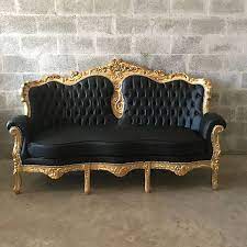 Sold Rococo Furniture Gold Sette Tufted Black Leather Etsy Rococo Furniture White Furniture Living Room Furniture