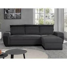 Découvrez notre collection de canapés angle gauche. Bestmobilier Milan Canape D Angle Reversible 4 Places Convertible Avec Coffre En Simili Et Tissu Couleur Noir Gris Canapes Rue Du Commerce