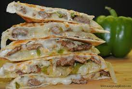 Had to use a different type of cheese but they were still delicious. Cheese Steak Quesadillas Are A Crowd Pleaser Easy Peasy Pleasy