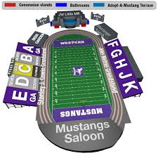 westernmustangs mustang sports venue seating map