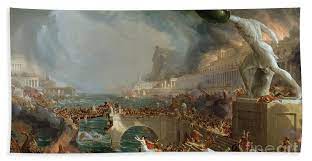 Cole, who had gained a reputation as an adept painter of landscapes and historical scenes since his arrival in america from england, created a series of five paintings that are set. The Course Of Empire Destruction Beach Towel For Sale By Thomas Cole
