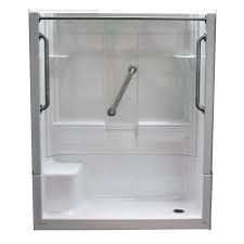 Laurel Mountain Almedia Low Threshold White 4 Piece Alcove Shower Kit Common 30 In X 60 In Actual 30 In X 60 In Lowes Com Alcove Shower Kits Shower Kits Bathroom Shower Stalls
