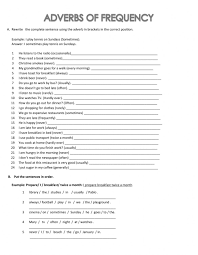 Students study adverbs of frequency (aka adverbs of time, frequency adverbs) early on because they are used with the simple present tense. Adverbs Of Frequency Activities Worksheet