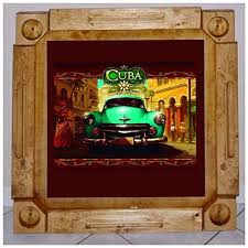 Wooden Wood Dominoes Domino Table Mesa Custom Made Cuba And Chevrolet Artwork Solid Wood Domino Table Solid Wood Cuba