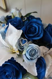 How much is a blue and white wedding bouquet? Royal Blue Light Blue And White Silk Wedding Flowers Silk Wedding Flowers And Bouquets Online Love Is Blooming