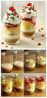 Diy Banana Split Cake In A Mason Jar Who Said Crafts Mason Jar Desserts Banana Split Cake Mason Jar Cakes