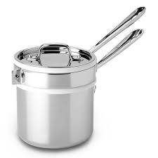 All Clad D3 Stainless Saucepan With Porcelain Double Boiler Insert 2 Quart Cutlery And More Double Boiler Boiler Double Boilers