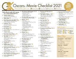 After the many delays of this pandemic year, the oscar nominations are following behind with six nominations apiece are the father, judas and the black messiah, minari, nomadland, sound of metal and the. Oscars 2021 Download Our Printable Movie Checklist The Gold Knight Latest Academy Awards News And Insight