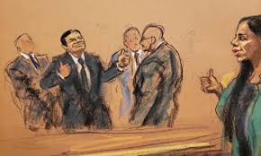 Door Slams On Guilty El Chapo After Old Mob Pals Line Up To Squeal El Chapo Courtroom Sketch Chapo Guzman