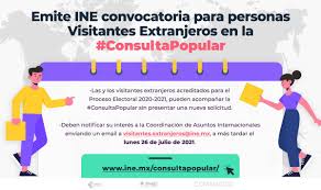 La consulta popular de méxico de 2021, oficialmente denominada consulta popular 2021 por el organismo electoral, [5] se llevó a cabo el 1 de agosto de 2021.fue organizada por el instituto nacional electoral (ine) y buscó consultar a los ciudadanos sobre si efectuar «las acciones para emprender un proceso de esclarecimiento de las decisiones políticas tomadas en los años pasados por los. Consultapopular