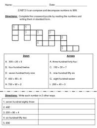 1 across and 1 down would share a number reducing. Number Crossword Worksheets Teaching Resources Tpt
