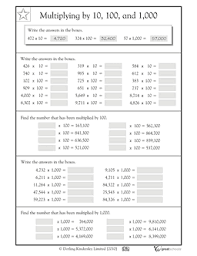 Multiplying By 10 100 And 1 000 Worksheets Activities