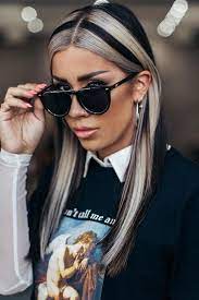 Cream blonde is a shade no one can resist. Brassy Blonde Streak On Black Hair Hair Color For Black Hair Hair Color Streaks Blonde Hair Color