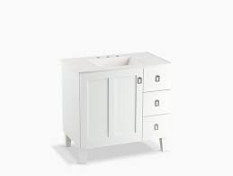 Archer petite bathroom vanity cabinet the archer petite vanity cabinet features the versatile style of the archer collection, with smooth lines and natural wood c. K 99533 Lgr Poplin 36 Inch Vanity With Legs 1 Door 3 Drawers Kohler