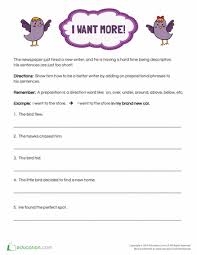 Add A Prepositional Phrase To A Sentence Worksheet Education Com Prepositional Phrases Prepositional Phrases Activities Ela Writing