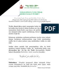 Guardarguardar perkara yang membatalkan wudhu. Perkara Yang Tidak Membatalkan Wudhu Adalah