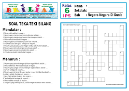 Soal Teka Teki Silang Tts Ips Kelas 6 Sd Tentang Negara Negara Di Dunia Dan Kunci Jawaban Bimbel Brilian