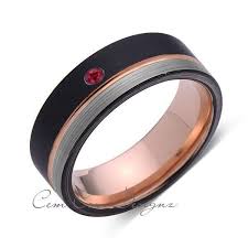 Black And Rose Gold Mens Ring 8mm Mens Red Ruby Gray Black Brushed Rose Gold Tungsten Ring Rose Gold Wedding Band Birthstone Comfort Fit Gold Tungsten Wedding Bands Black Wedding Band Tungsten Wedding Bands