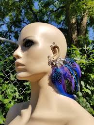 Feather Ear Cuff Blue