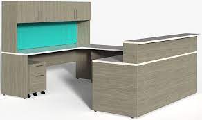 You can get a similar effect in a miniature version by using a simple shelf. Wrap Around Custom Reception Desk Left Bridge 84 X 111