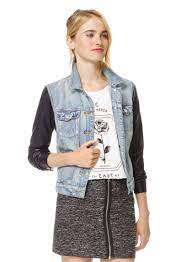 Talula Harlem Jacket Faux Leather Sleeves Give A Distressed Denim Jacket A Moto Inspired Twist Jackets Aritzia Distressed Denim Jacket