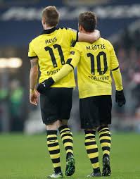 Munich Germany December 01 Marco Reus L And Mario Goetze Of Dortmund Hug During The Bundesliga Match Between Mario Gotze Good Soccer Players Marco Reus