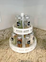 Diy rotating lazy susan the frugal way~ on the cheap! Diy Lazy Susan Spice Rack Overalls Power Saws Builds By Britt