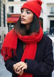 Other Stories Inspiration Wool Beanie Oversized Wool Scarf Fashion Scarf Outfit Red Scarf Outfit