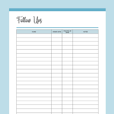 Free Printable Call Follow Up Schedule