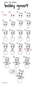 12 Captivating Drawing On Creativity Ideas Baby Groot Drawing Art For Kids Hub Easy Drawings