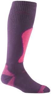 Darn Tough Ski Thermolite Over The Calf Padded Cushion Sock Women S Night Shade Plum Small Thermolite Fabric Provide Socks Women Ski Socks Wool Hiking Socks