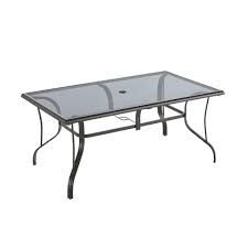 Get free shipping on qualified umbrella hole patio tables or buy online pick up in store today in the outdoors department. Hampton Bay Statesville Aluminum Glass Patio Dining Table Patio Table Glass Table Outdoor Dining Table