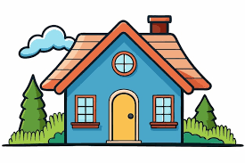 A drawing of a blue house with a blue house on the top | Premium  AI-generated vector