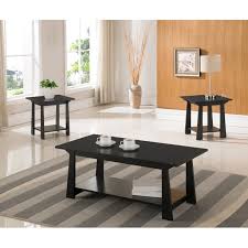 It is huge, beautiful and priced within the means. Sally 3 Piece Coffee Table Set Black Wood With Storage Shelves Contemporary Cocktail Coffee 2 End Tables Walmart Com Walmart Com