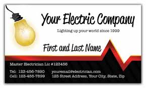 Business card showing illustration of an electrician holding a lightning bolt facing side done in retro. Master Electrician Business Cards Printit4less Com Printit4less