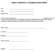 free direct deposit authorization form pdf word free printable legal forms