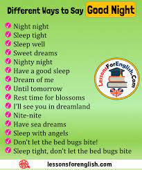 15 Different Ways To Say Good Night In English Phrases Night Night Sleep Tight Sleep Well Sweet English Phrases Good Vocabulary Words English Vocabulary Words