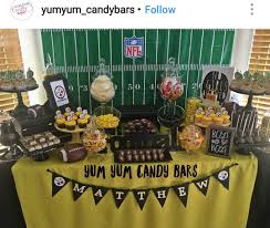 Pittsburgh Steelers Theme Dessert Table And Decor Steelers Baby Shower Football Baby Shower Adoption Baby Shower